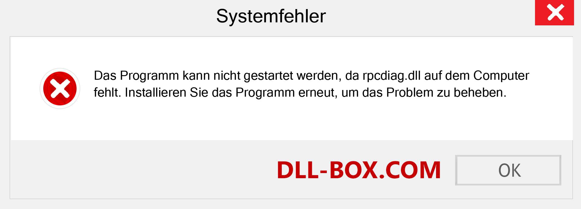 rpcdiag.dll-Datei fehlt?. Download für Windows 7, 8, 10 - Fix rpcdiag dll Missing Error unter Windows, Fotos, Bildern